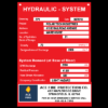 Hydraulic system sign with ACE Fire Protection sample branding and example data